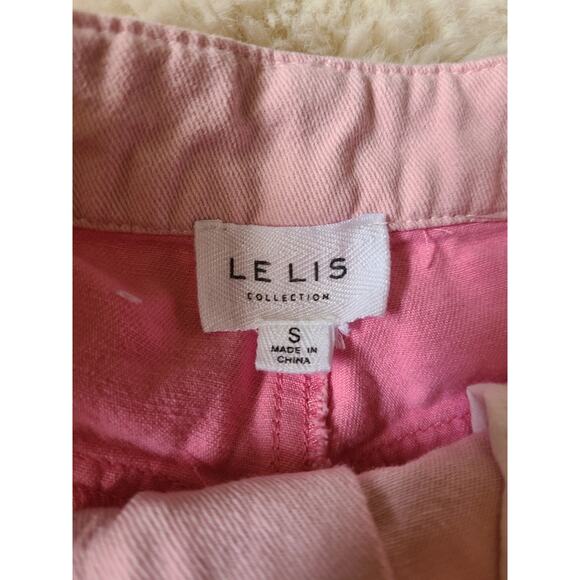 LE Lis Pink White Color Blocked Denim Shorts Women's Size Small EUC - Picture 2 of 5